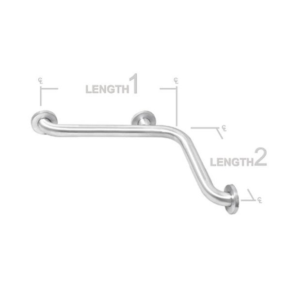 Ajw AJW UG120-G3618 36 X 18 In. Exposed Flange; 1.25 In. Diameter Grab Bar - Configuration G UG120-G3618